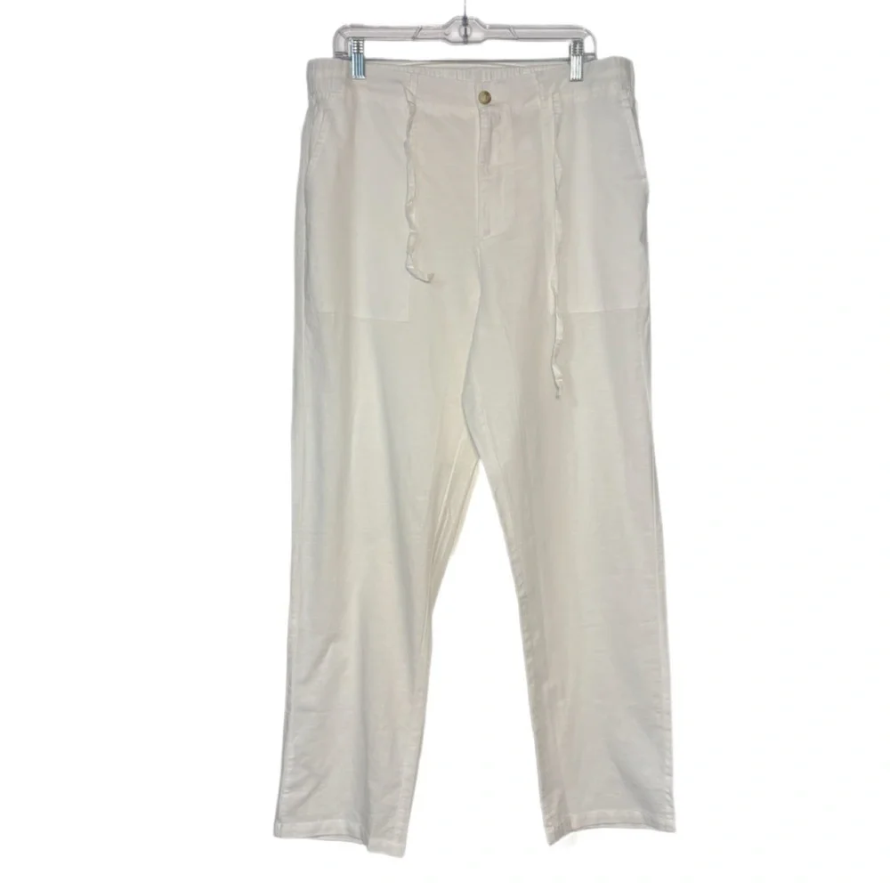 Men’s Linen Blend Pants Size 36 – 55% Cotton 45% Linen – Drawstring Waist – NIP
